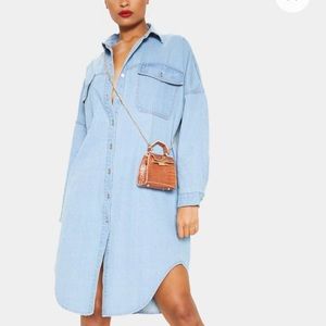 PLT LIGHTWEIGHT OVERSIZED DENIM SHIRT DRESS